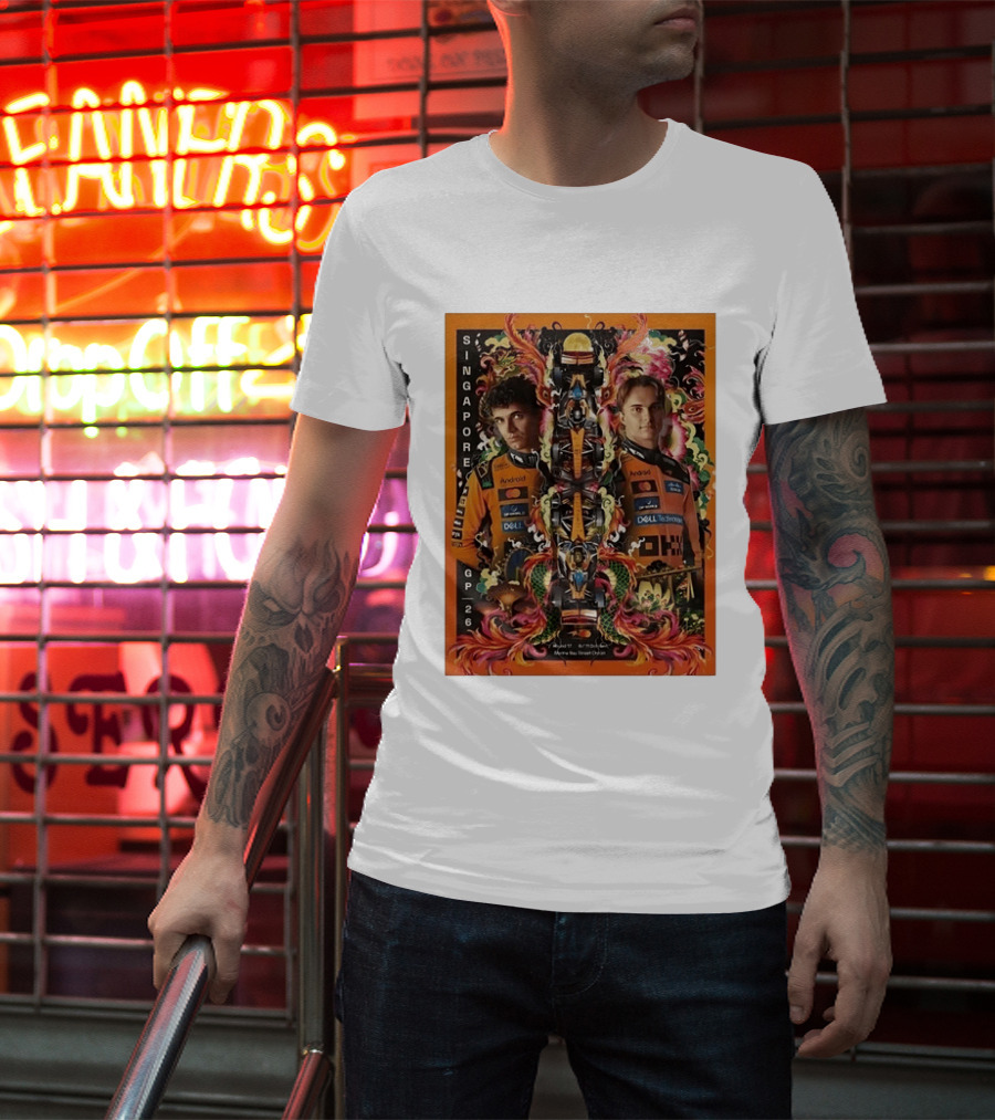 Singapore GP 2026 Oscar Piastri McLaren Racing Art By Ervance Dwiputra T-Shirt