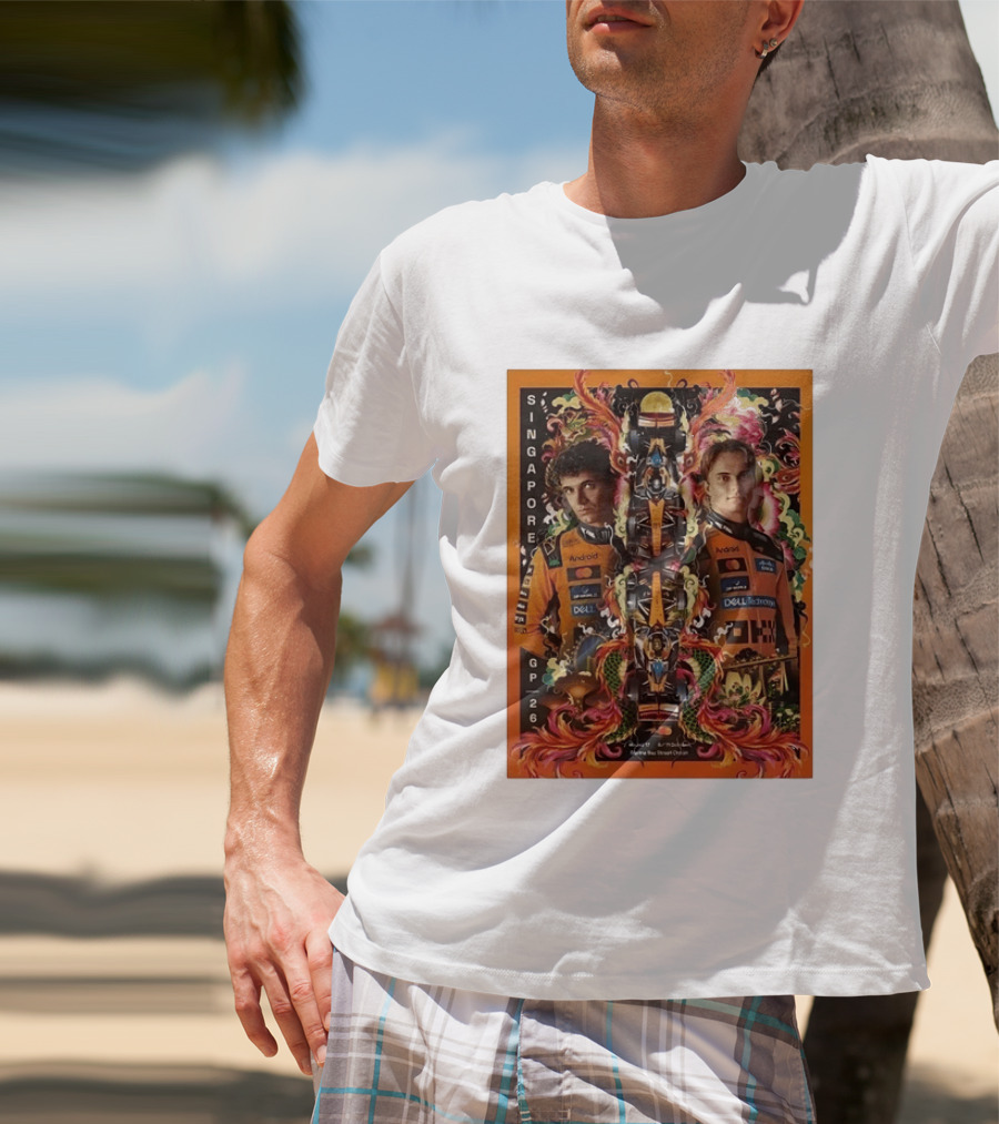 Singapore GP 2026 Oscar Piastri McLaren Racing Art By Ervance Dwiputra T-Shirt