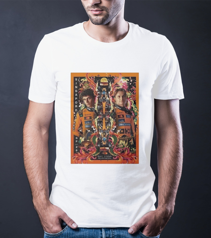 Singapore GP 2026 Oscar Piastri McLaren Racing Art By Ervance Dwiputra T-Shirt