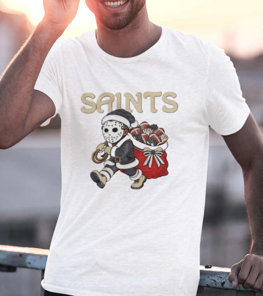 SAINTS New Orleans Football Christmas Horror Santa T-Shirt