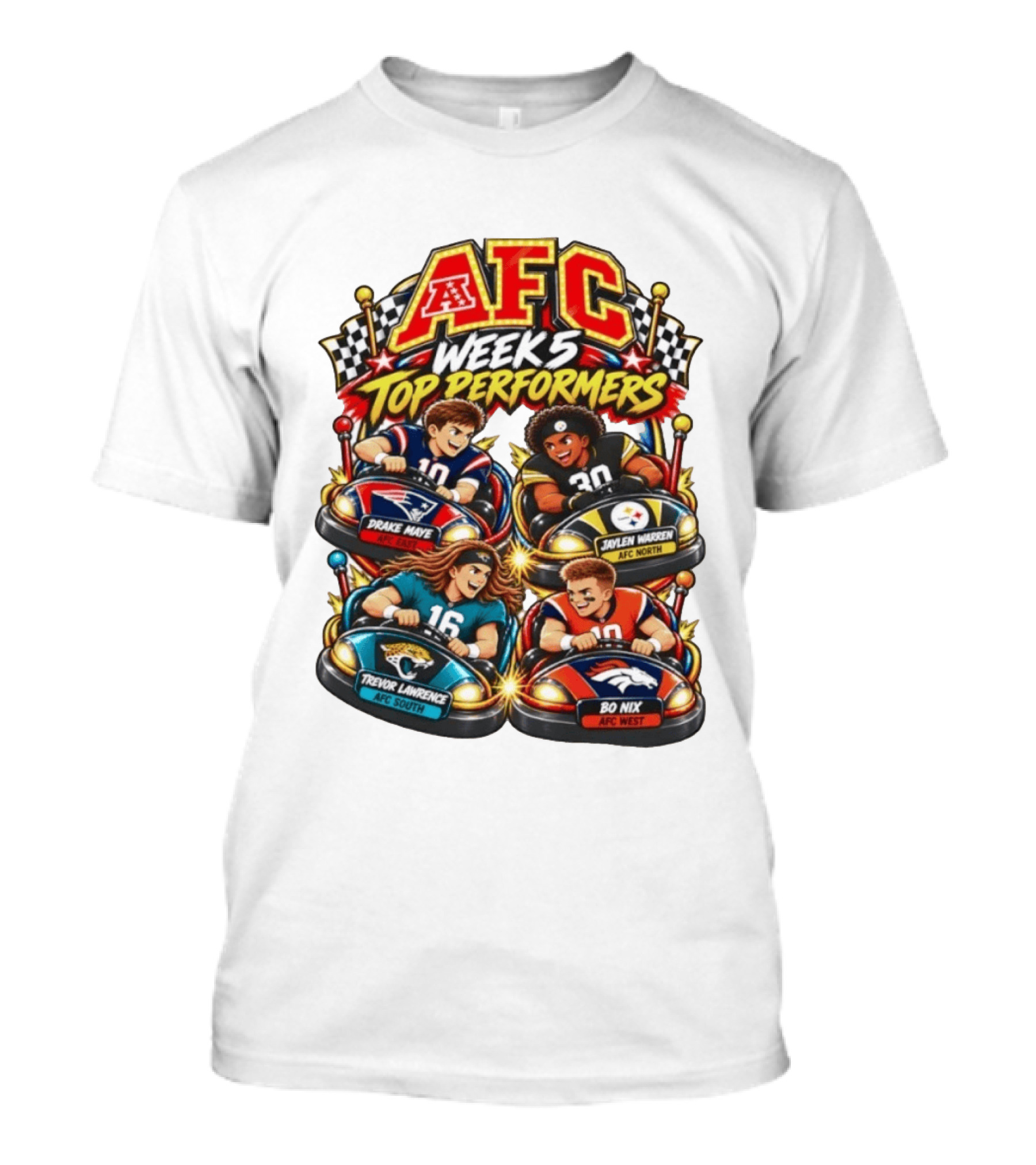 AFC Week 5 Top Performers Drake Maye Jaylen Warren Trevor Lawrence And Bo Nix T-Shirt