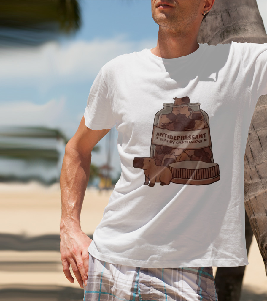 Antidepressant Happy Capybaras Jar Capybara T-Shirt