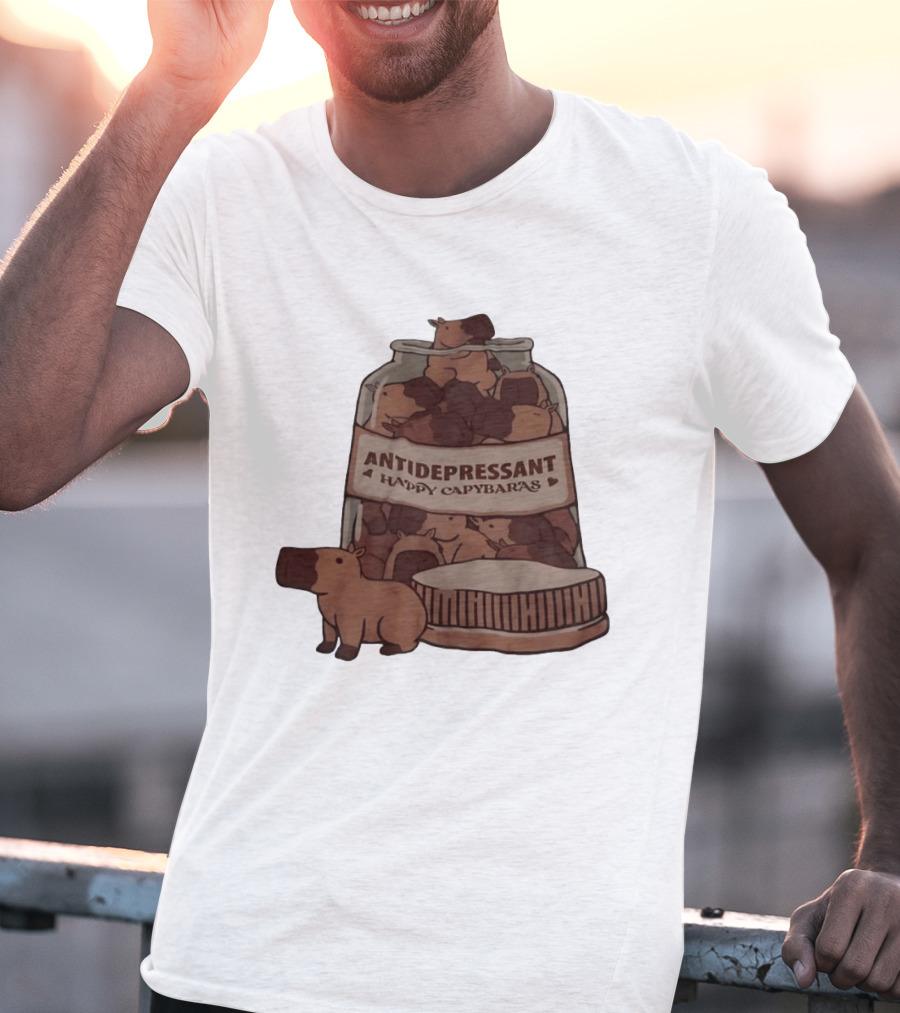 Antidepressant Happy Capybaras Jar Capybara T-Shirt