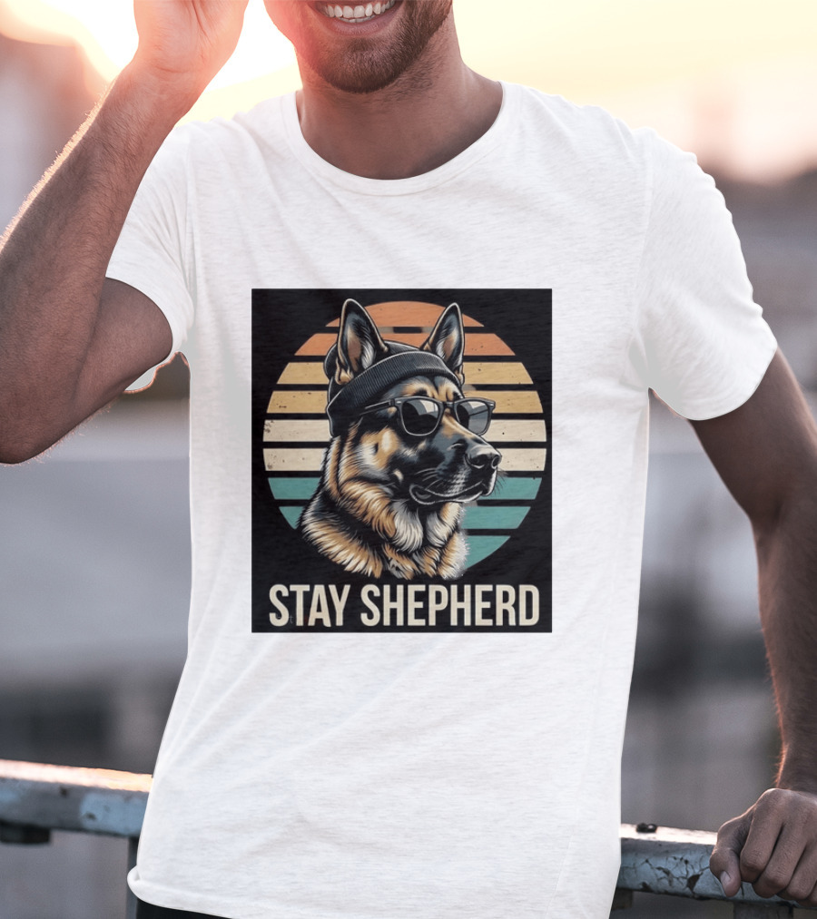 German Shepherd Dog Sunset Stay Shepherd T-Shirt