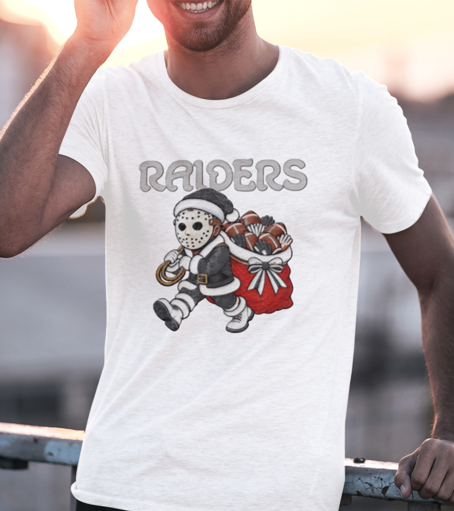 Las Vegas Silver Black Christmas Football Horror T-Shirt