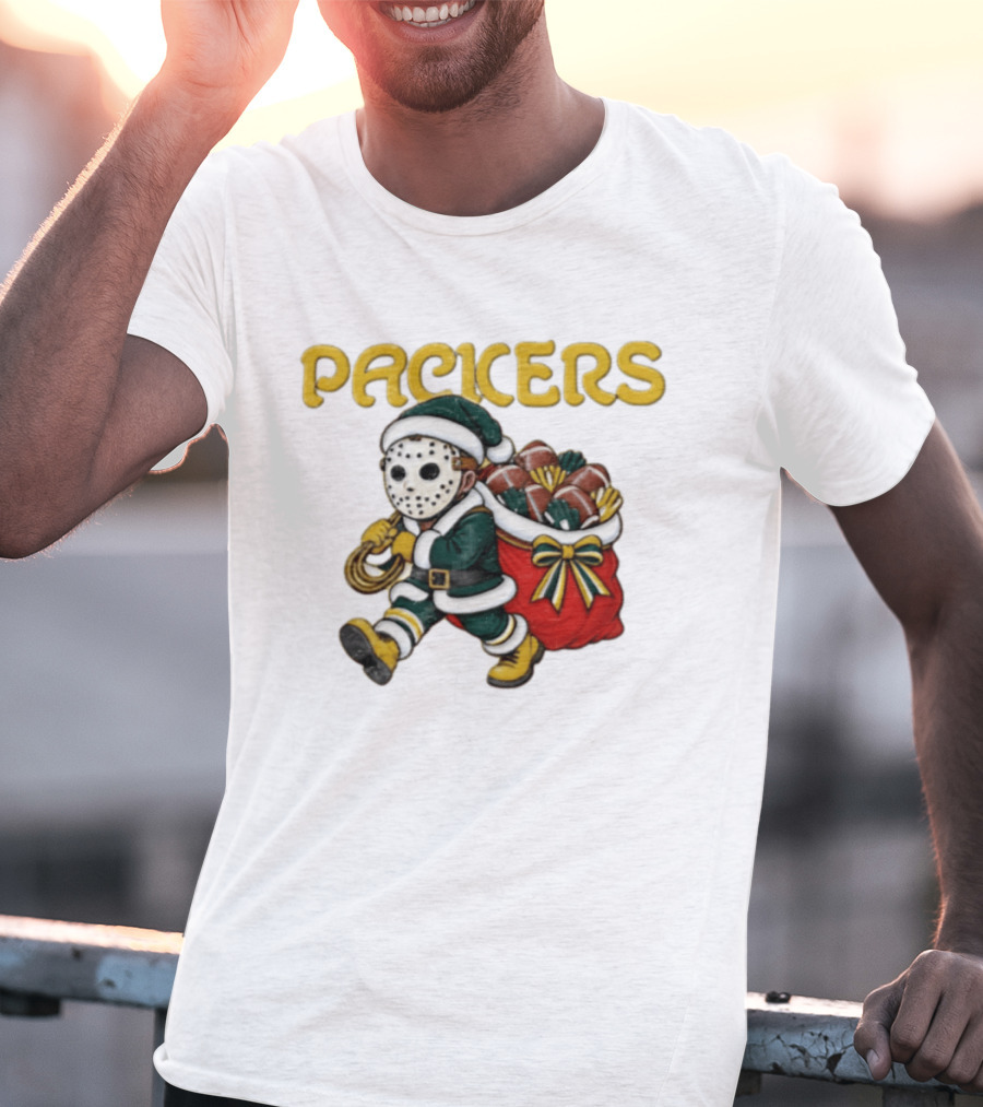 Wisconsin Green Gold Football Christmas Horror T-Shirt