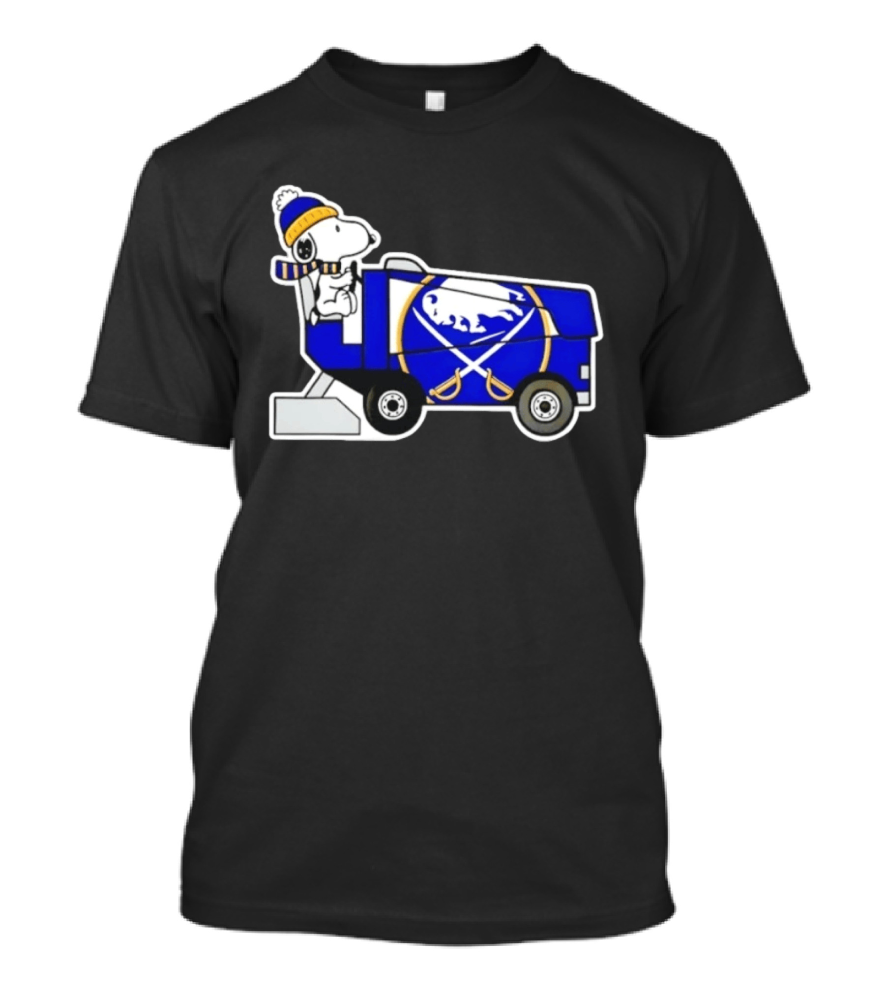 Snoopy Driving Buffalo Sabres NHL Ice Resurfacer Cartoon T-Shirt