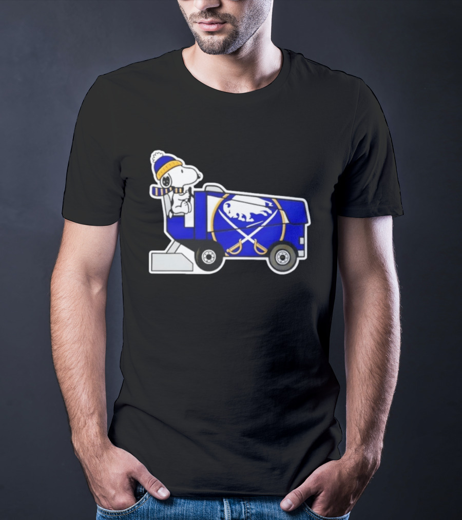 Snoopy Driving Buffalo Sabres NHL Ice Resurfacer Cartoon T-Shirt