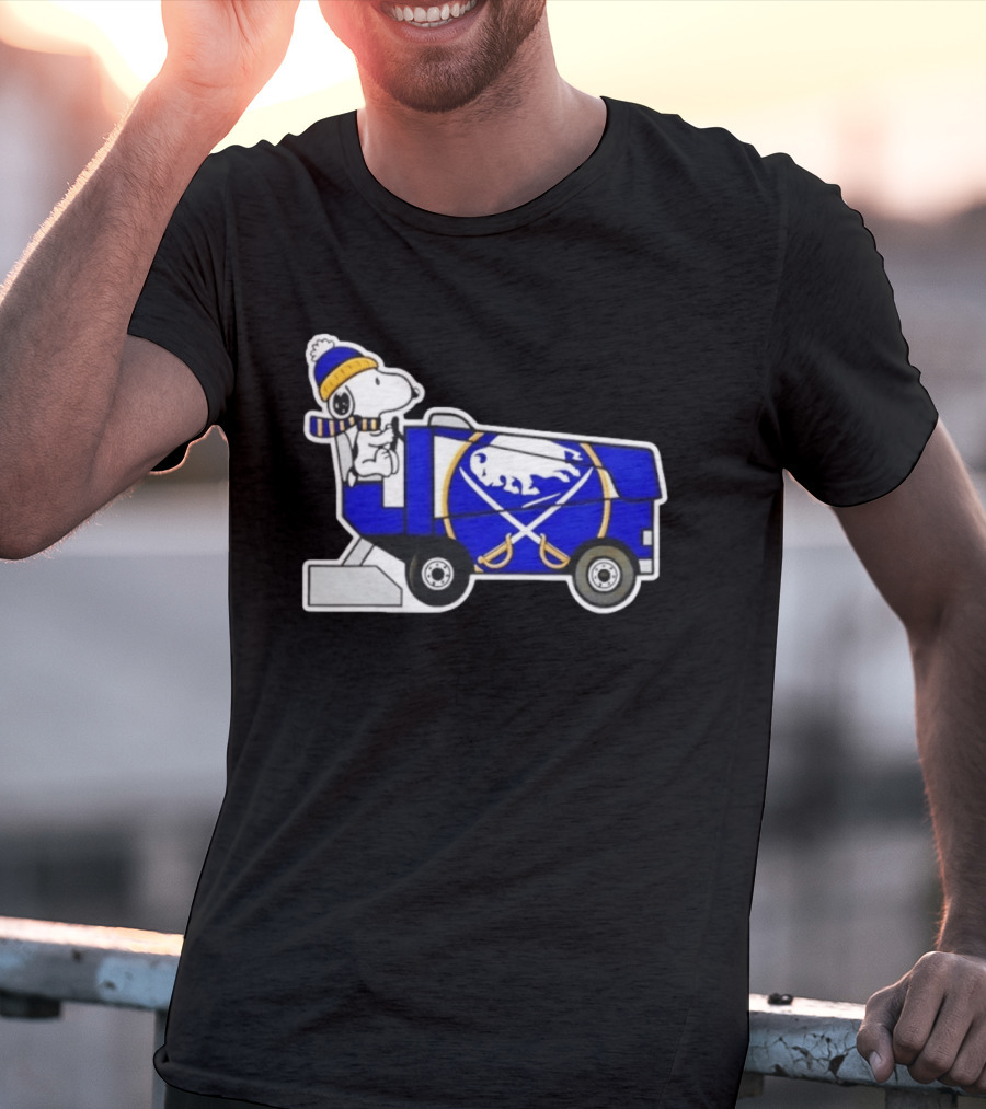 Snoopy Driving Buffalo Sabres NHL Ice Resurfacer Cartoon T-Shirt