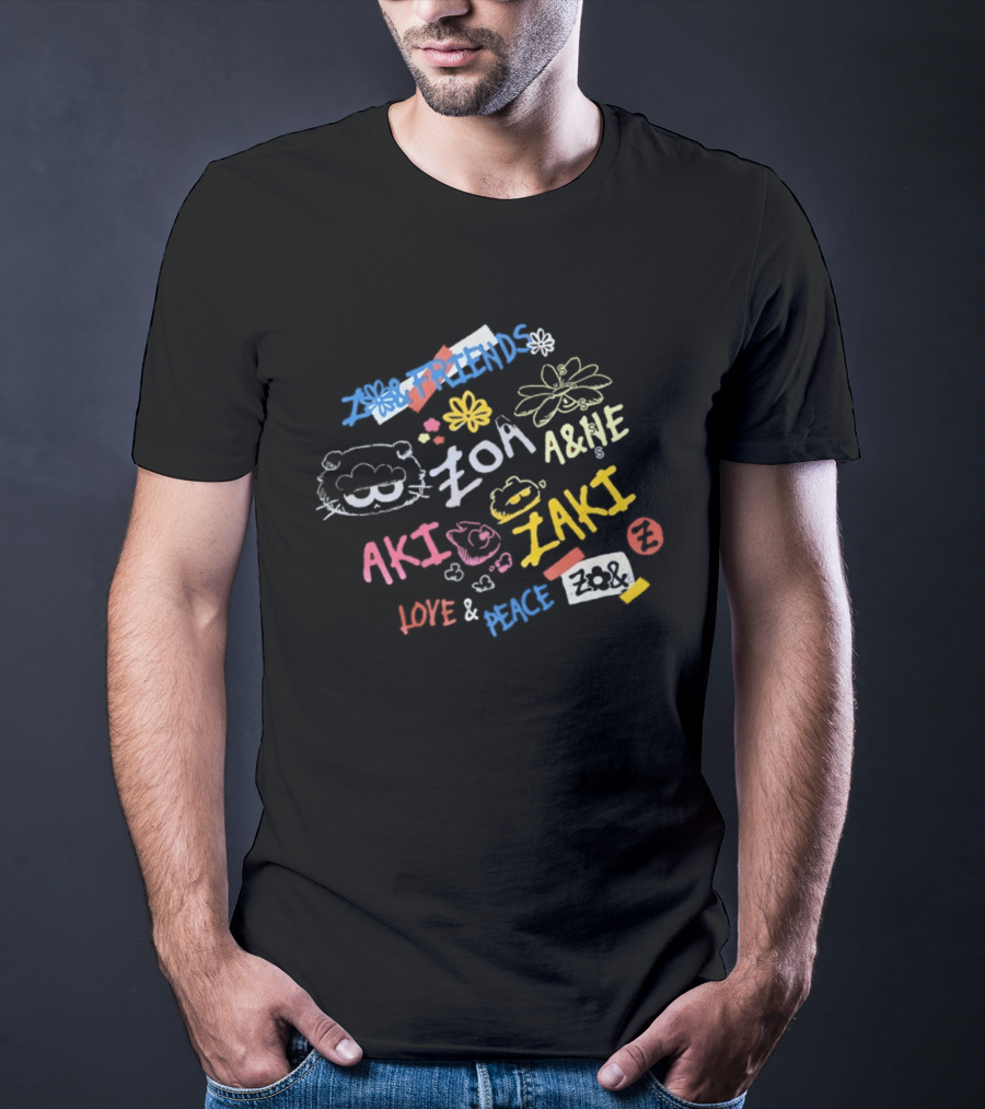 Zoa Aki Zaki Friends Love Peace A&NE T-Shirt