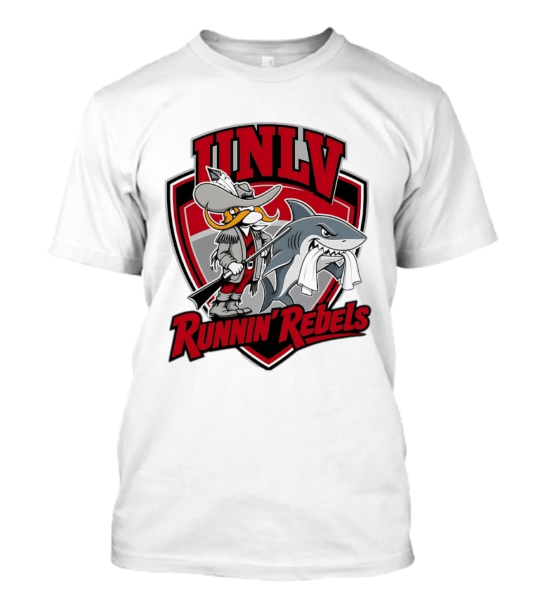 UNLV Runnin Rebels Mascot Shark And Gunslinger NCAA College Basketball T-Shirt