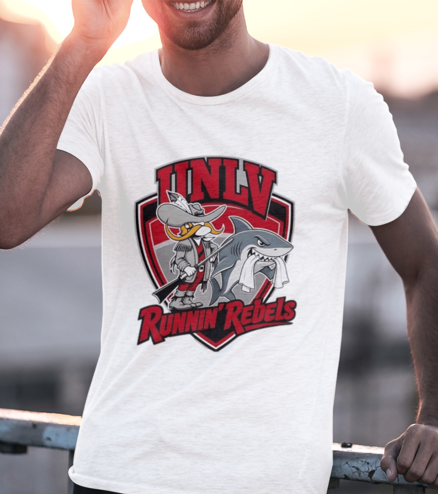 UNLV Runnin Rebels Mascot Shark And Gunslinger NCAA College Basketball T-Shirt
