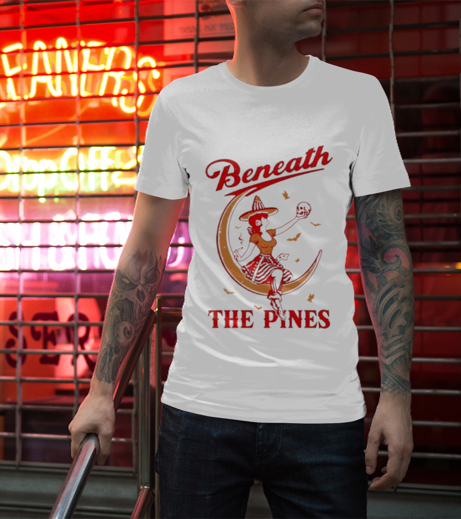 Beneath The Pines Halloween Devils Night Witch Moon Magic T-Shirt