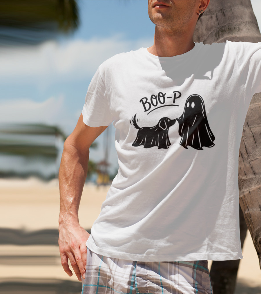 BOO P Ghost Dog Halloween Spooky T-Shirt
