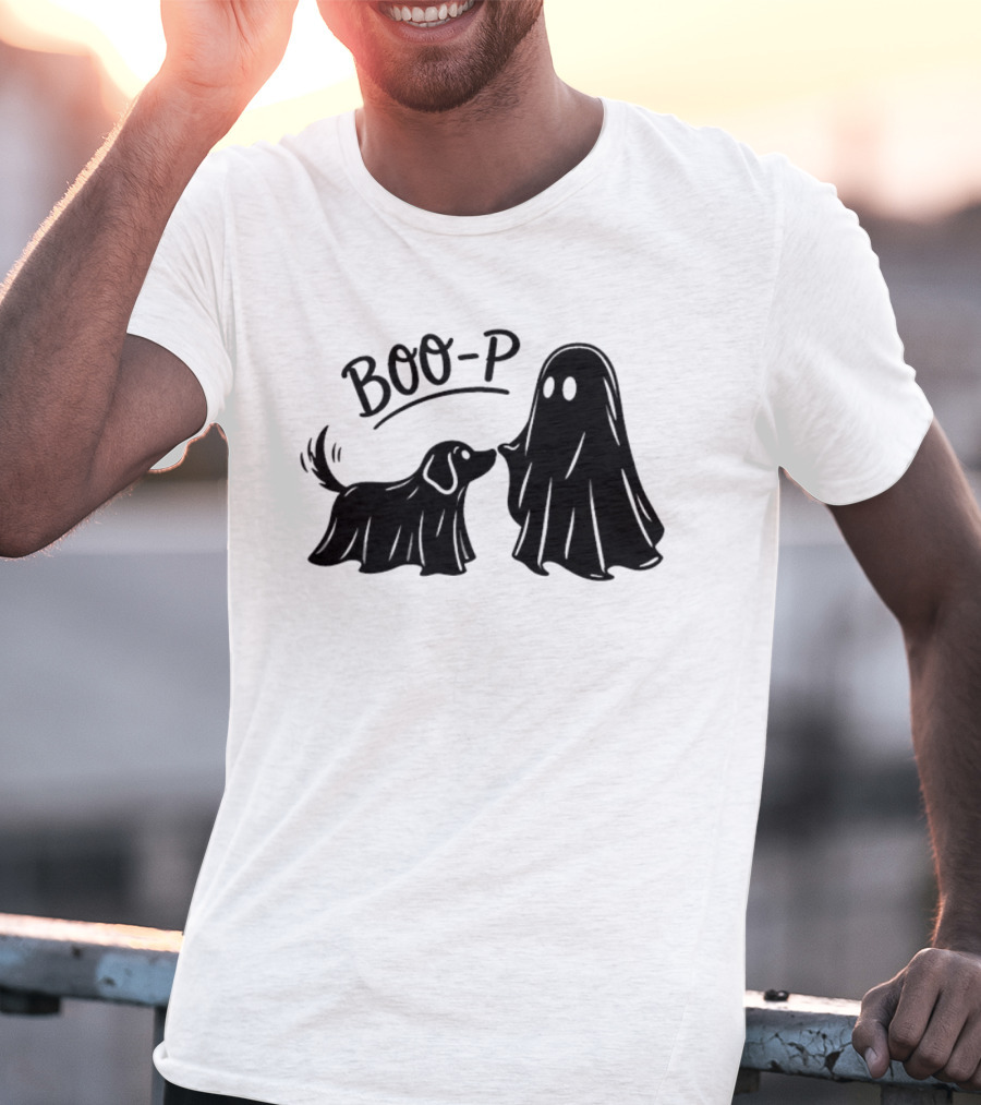 BOO P Ghost Dog Halloween Spooky T-Shirt