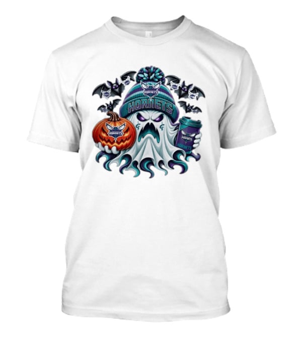 Charlotte Hornets Ghost Coffee Halloween Spooky T-Shirt