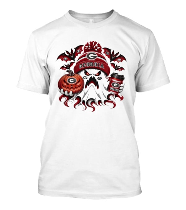 Georgia Bulldogs Halloween Ghost Coffee Pumpkin Spooky Bats T-Shirt