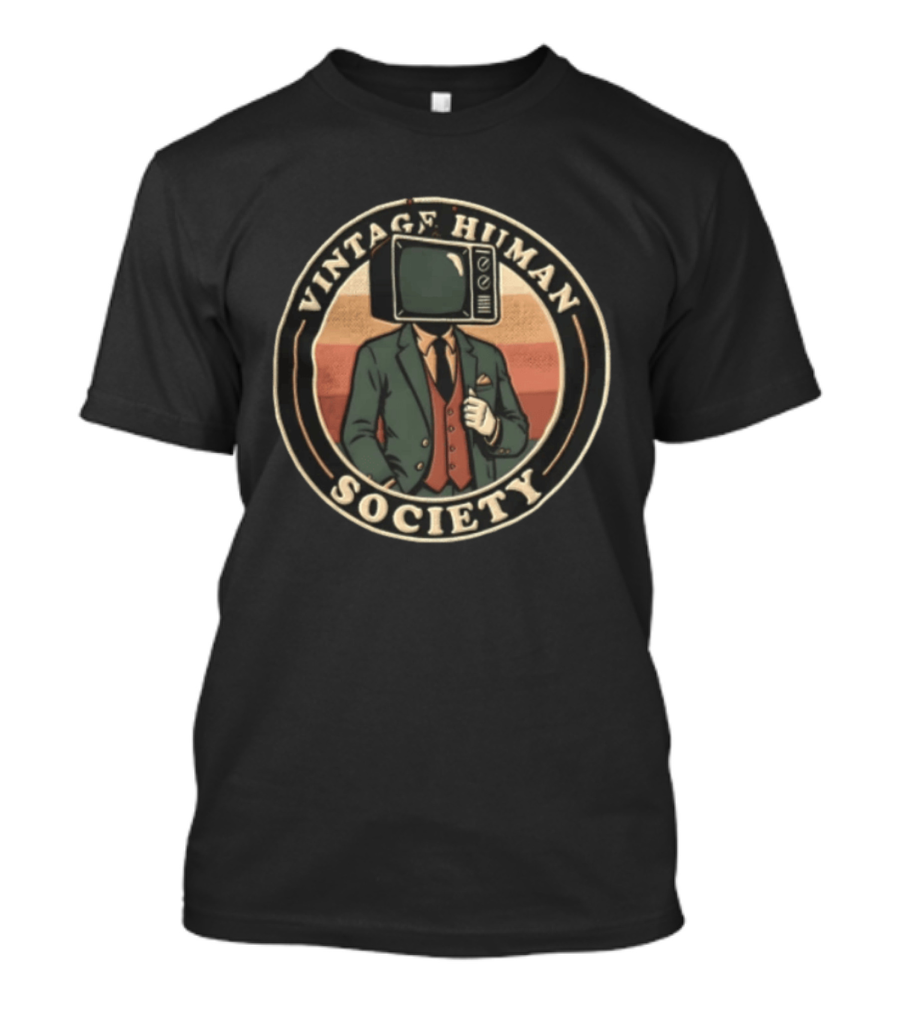 Vintage Human Society Man In Suit With Television Head T-Shirt
