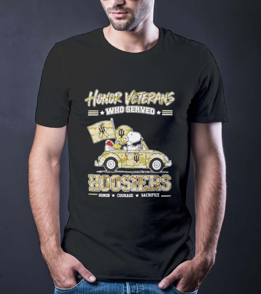 Indiana Hoosiers Snoopy Honor Veterans Who Served Courage Sacrifice T-Shirt