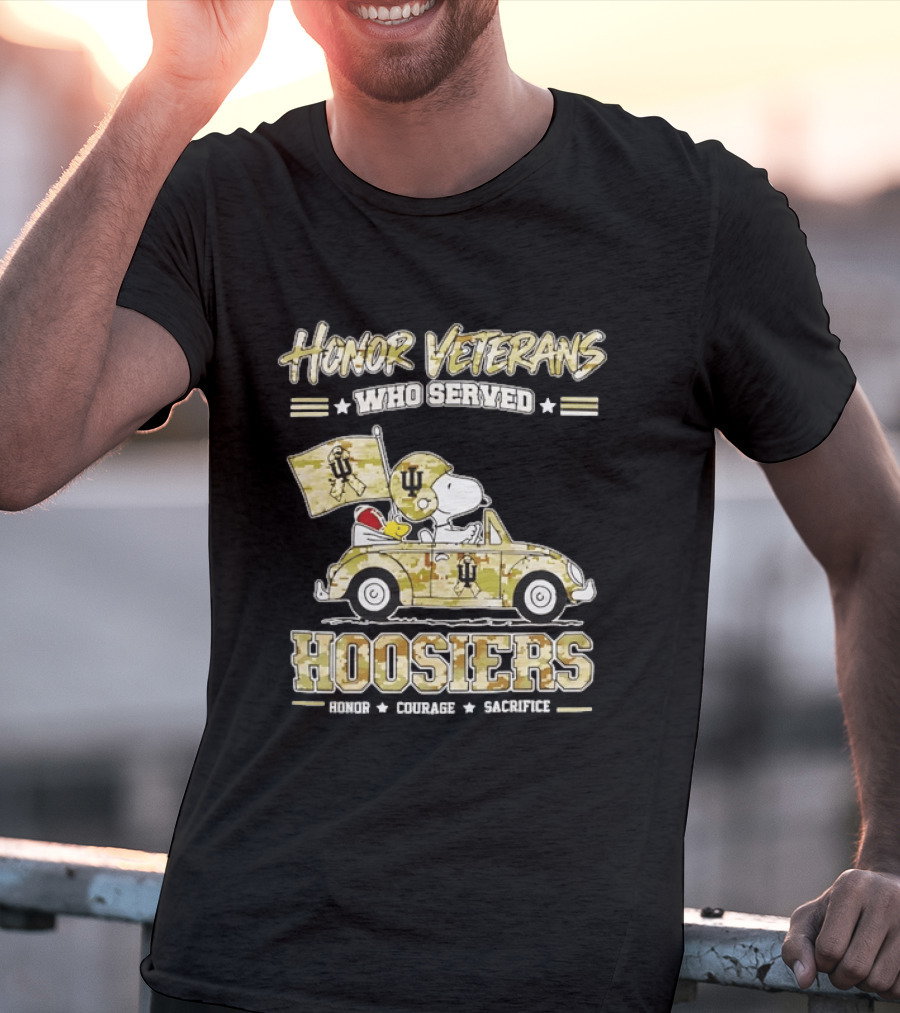 Indiana Hoosiers Snoopy Honor Veterans Who Served Courage Sacrifice T-Shirt