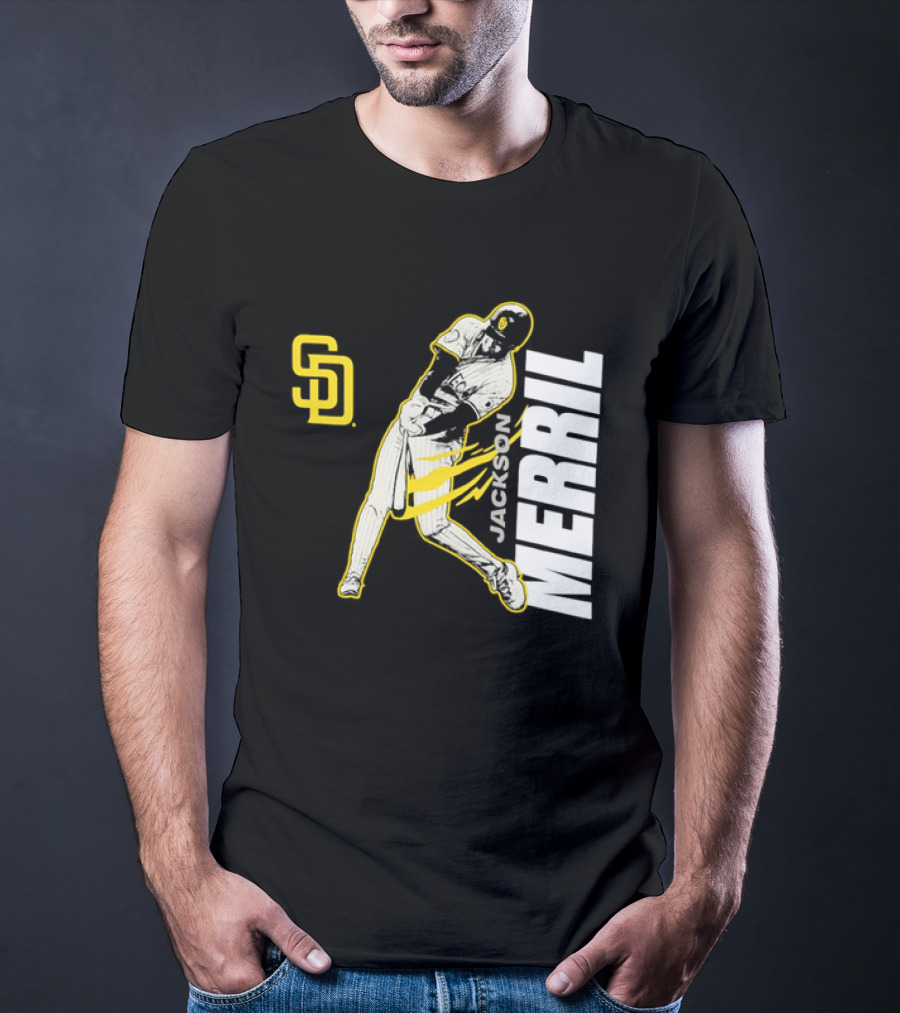Jackson Merrill San Diego Padres SD Swinging Baseball Player T-Shirt