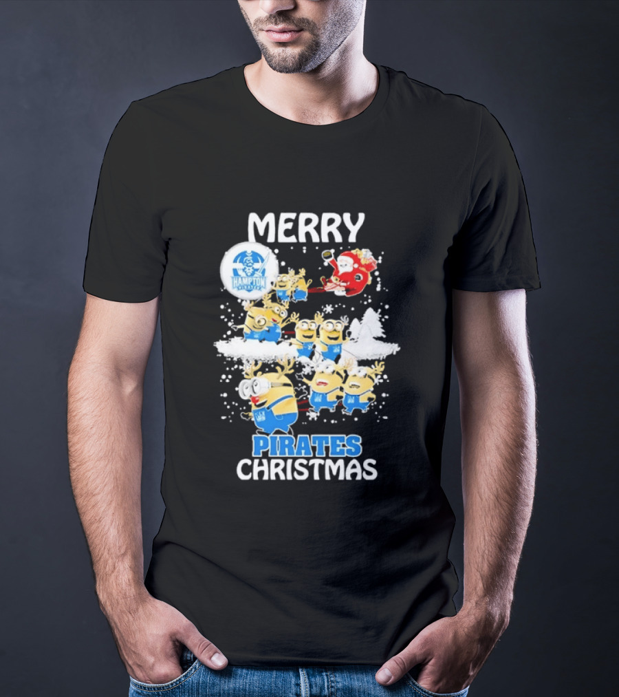Merry Hampton Pirates Christmas Minions Festive Celebration T-Shirt