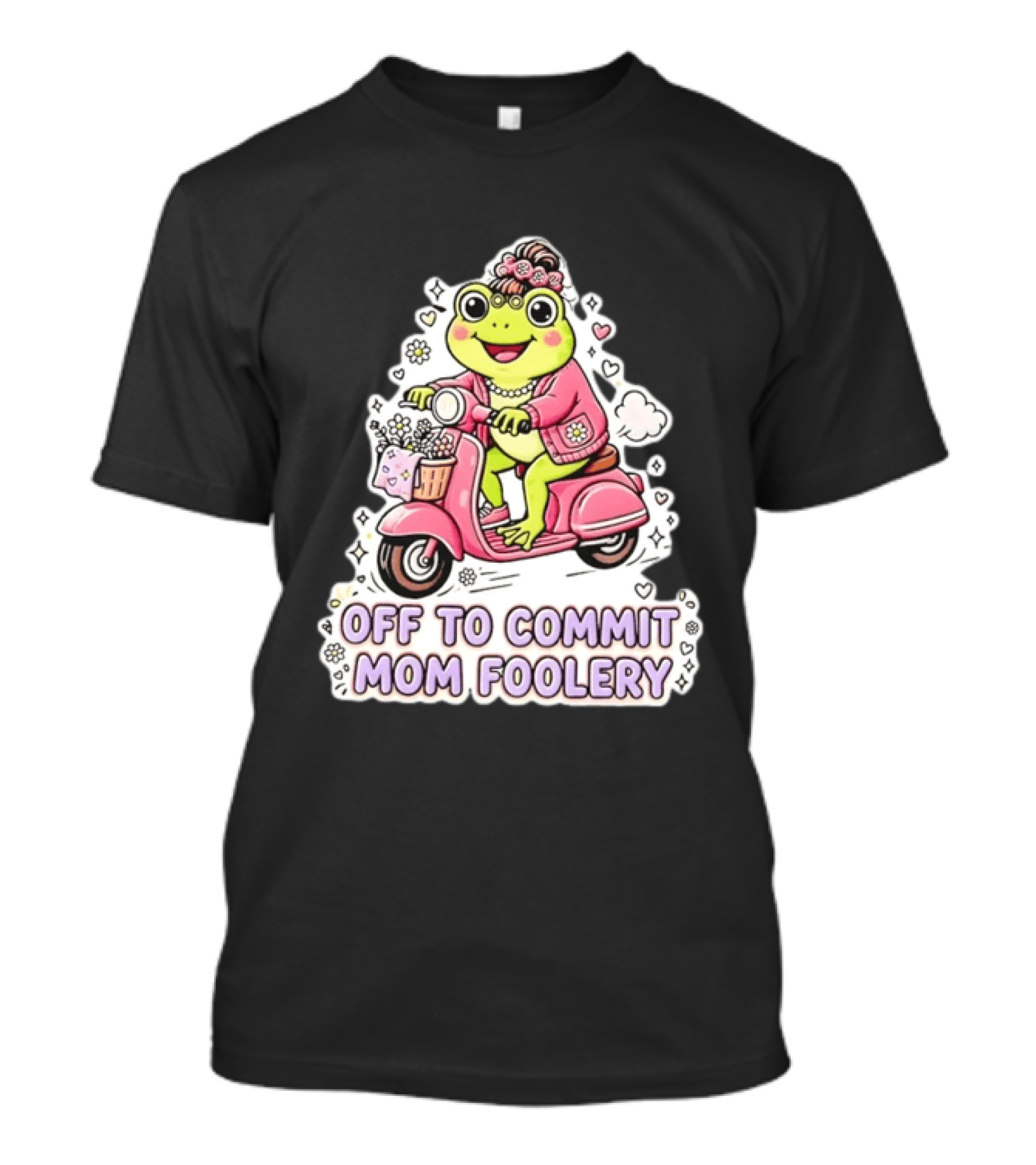 Off To Commit Mom Foolery Frog Headband Riding Scooter T-Shirt