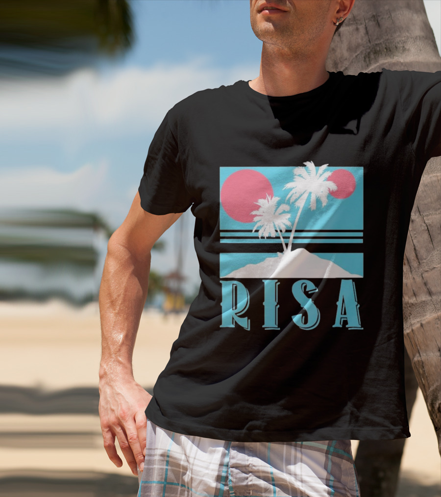 Risa Tropical Island Vacation Palm Trees And Sunset T-Shirt