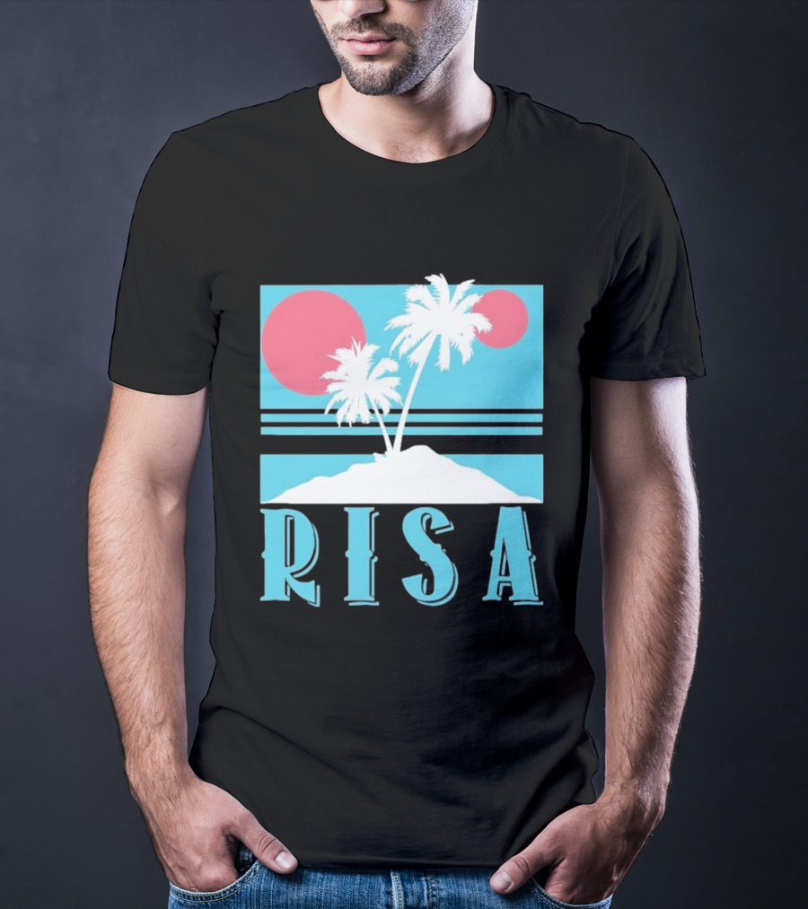 Risa Tropical Island Vacation Palm Trees And Sunset T-Shirt
