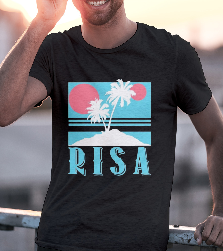 Risa Tropical Island Vacation Palm Trees And Sunset T-Shirt