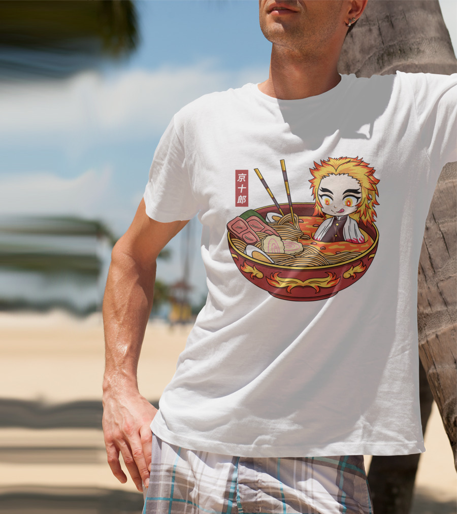Kimetsu No Yaiba Demon Slayer Rengoku In Ramen Bowl Anime T-Shirt