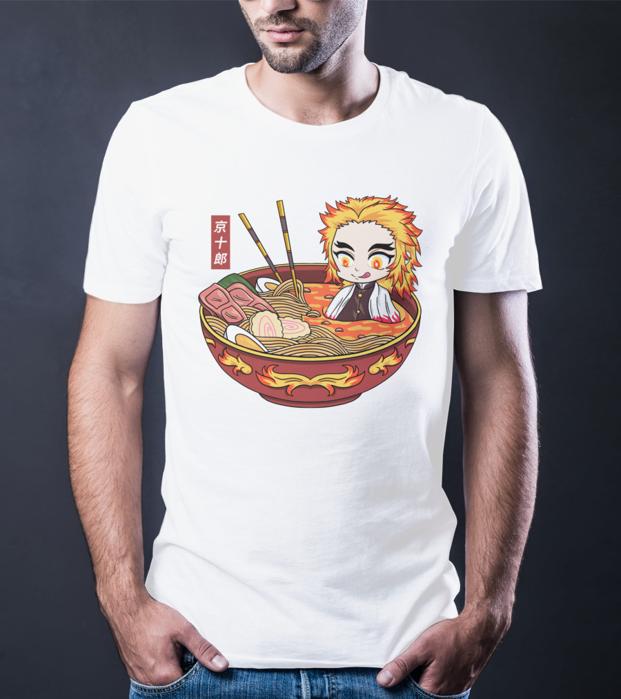 Kimetsu No Yaiba Demon Slayer Rengoku In Ramen Bowl Anime T-Shirt
