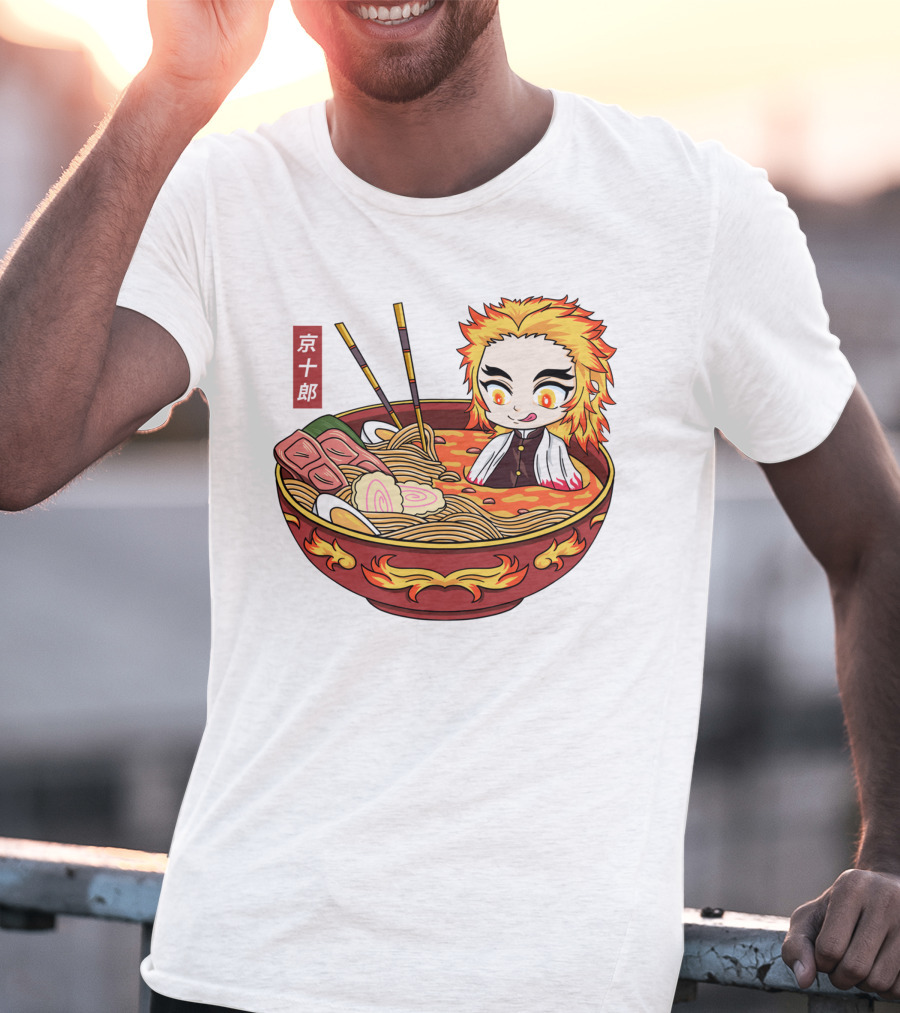 Kimetsu No Yaiba Demon Slayer Rengoku In Ramen Bowl Anime T-Shirt