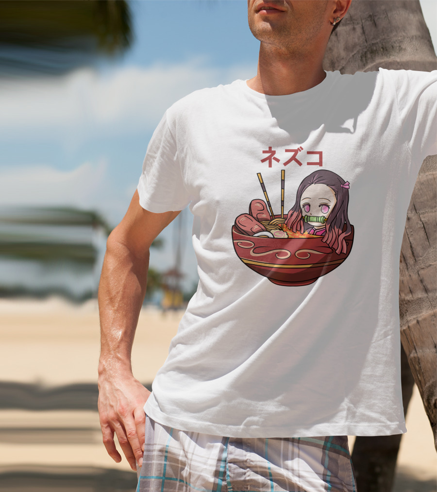Nezuko Ramen Bowl Kimetsu No Yaiba Demon Slayer Character T-Shirt