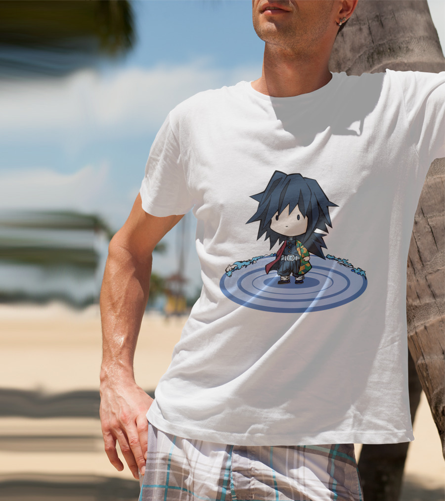 Giyu Tomioka Chibi Character Water Circle Kimetsu No Yaiba Demon Slayer T-Shirt