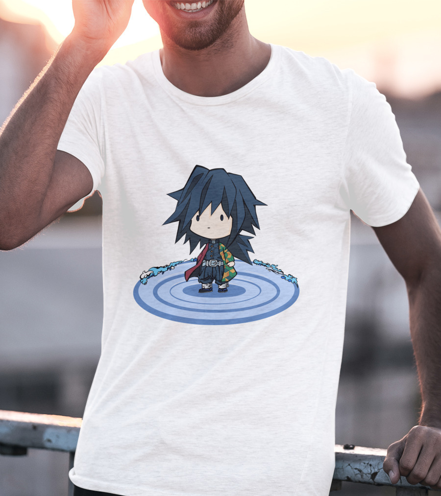 Giyu Tomioka Chibi Character Water Circle Kimetsu No Yaiba Demon Slayer T-Shirt