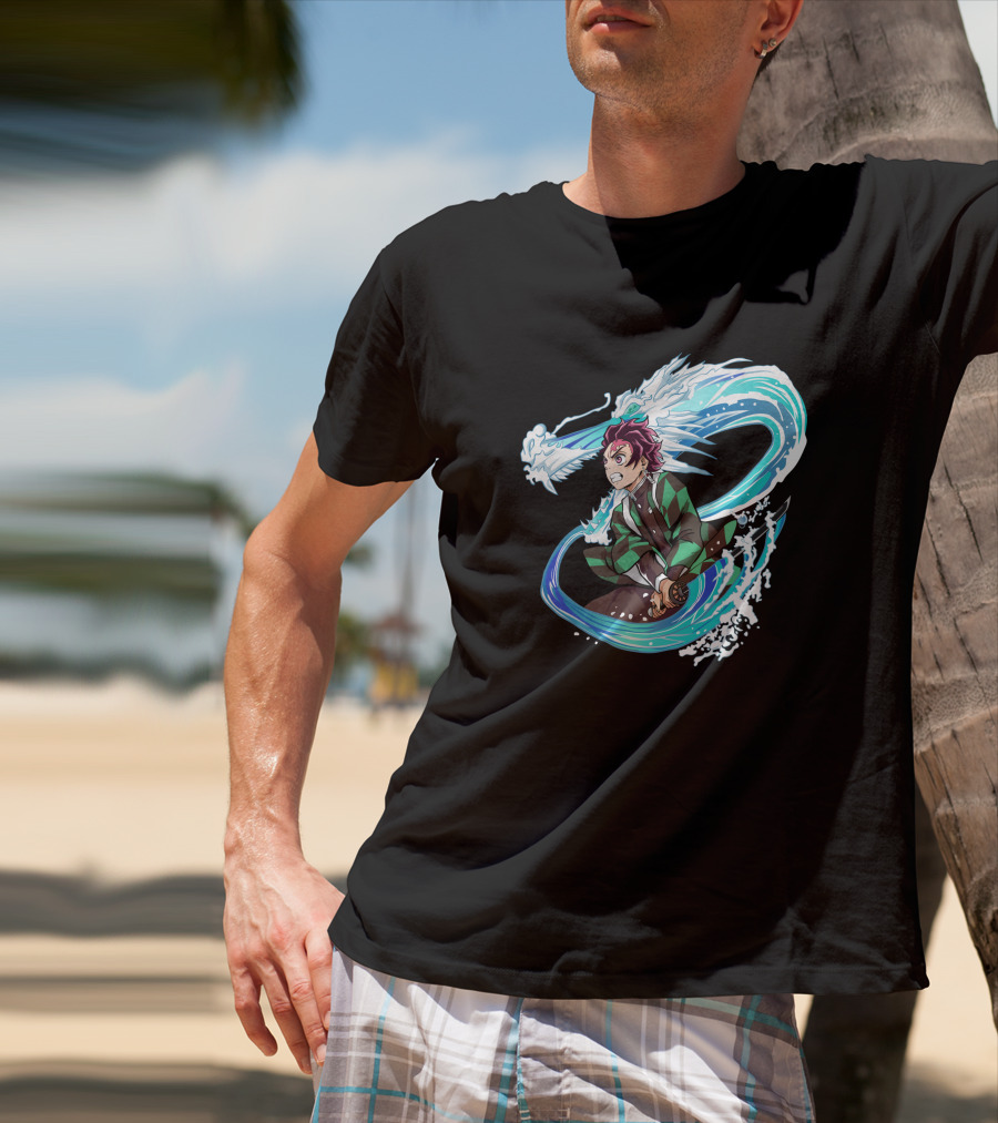 Demon Slayer Kimetsu No Yaiba Tanjiro Kamado Water Breathing Technique Dragon Wave T-Shirt