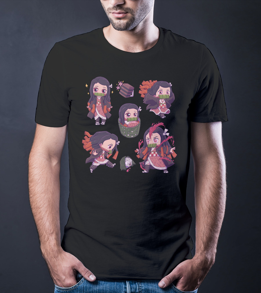Demon Slayer Kimetsu No Yaiba Nezuko Chibi Cute Expressions Collection T-Shirt