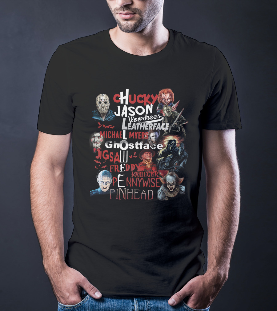 Chucky Jason Voorhees Leatherface Michael Myers Ghostface Jigsaw Freddy Krueger Pennywise Pinhead T-Shirt