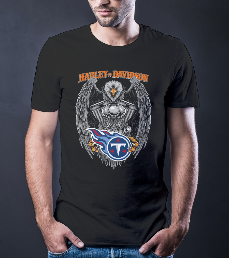 Harley Davidson Eagle Engine With Tennessee Titans T-Shirt