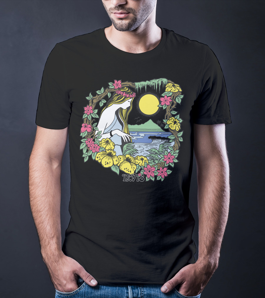 Levis Nature Goddess Tropical Paradise Scene T-Shirt