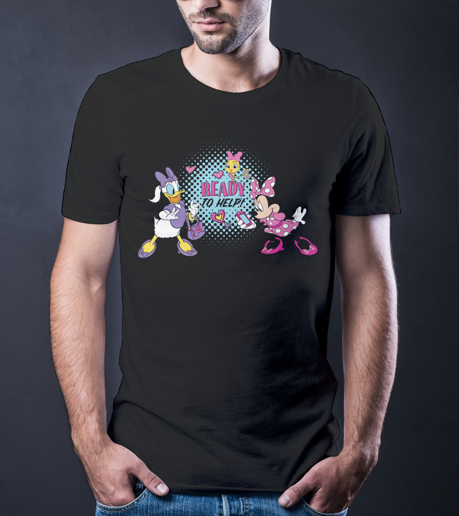 READY TO HELP Minnie And Daisy Duck Hearts And Phone T-Shirt