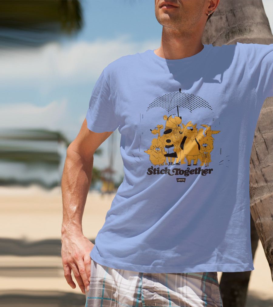 Stick Together Levi's Umbrella Animal Friends Collaboration T-Shirt