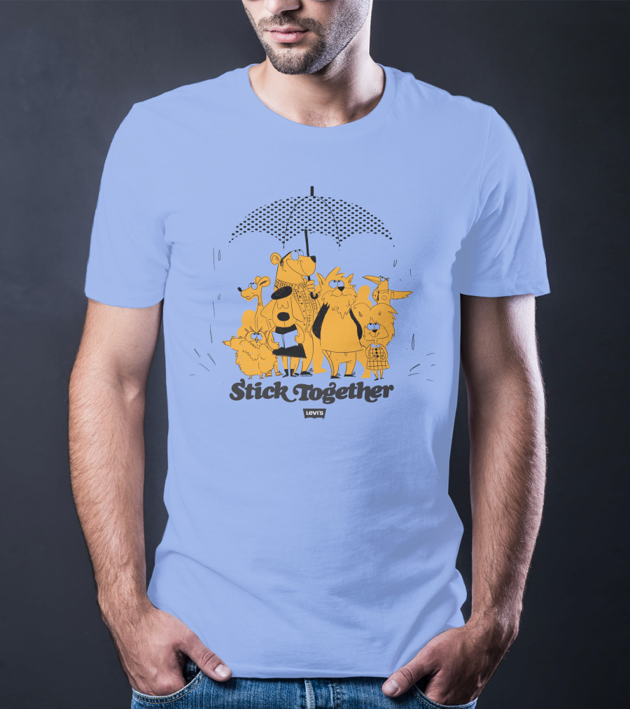 Stick Together Levi's Umbrella Animal Friends Collaboration T-Shirt