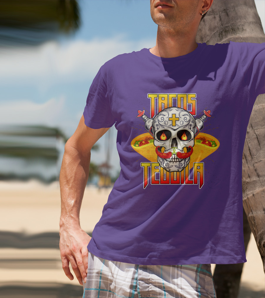 Tacos Tequila Skull Mexican Cuisine Party T-Shirt