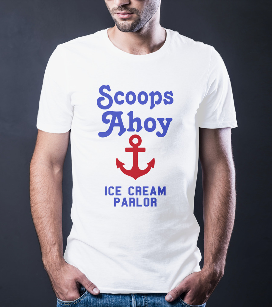 Scoops Ahoy Ice Cream Parlor Red Anchor Logo Iconic Stranger Things Merchandise T-Shirt