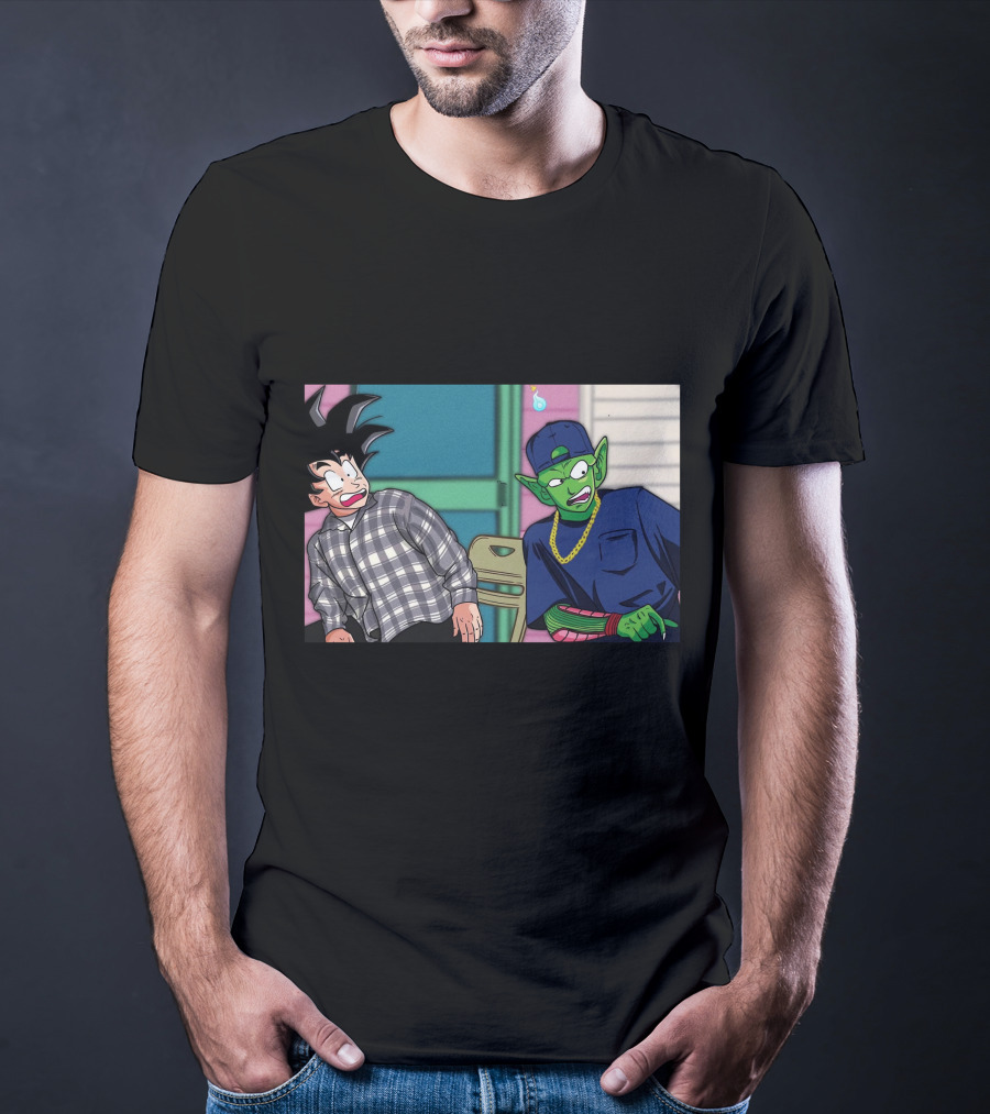 Goku And Piccolo Damn Friday Crossover Plaid Shirt Gold Chain Hat T-Shirt