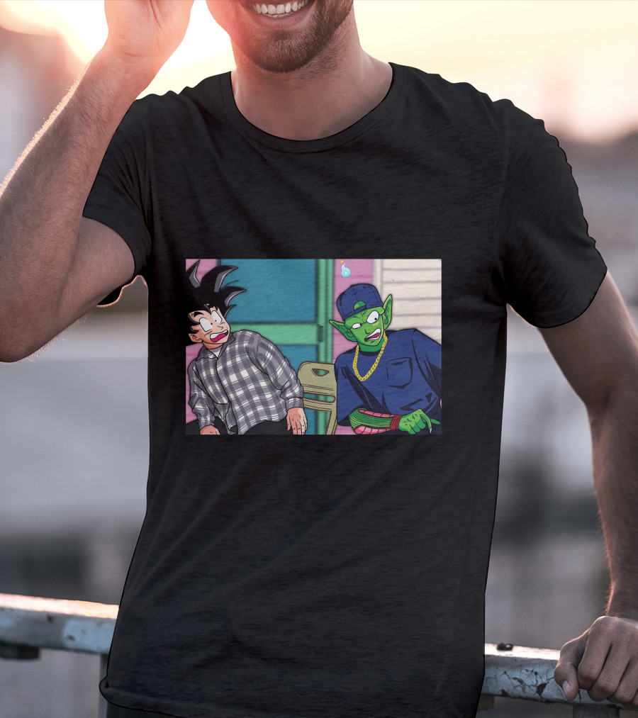 Goku And Piccolo Damn Friday Crossover Plaid Shirt Gold Chain Hat T-Shirt