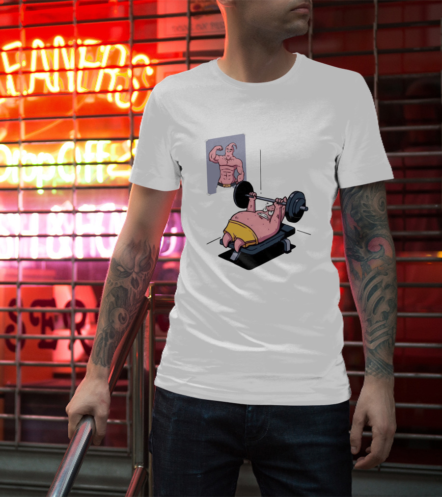 Majin Buu Patrick Lifting Weights With Motivational T-Shirt