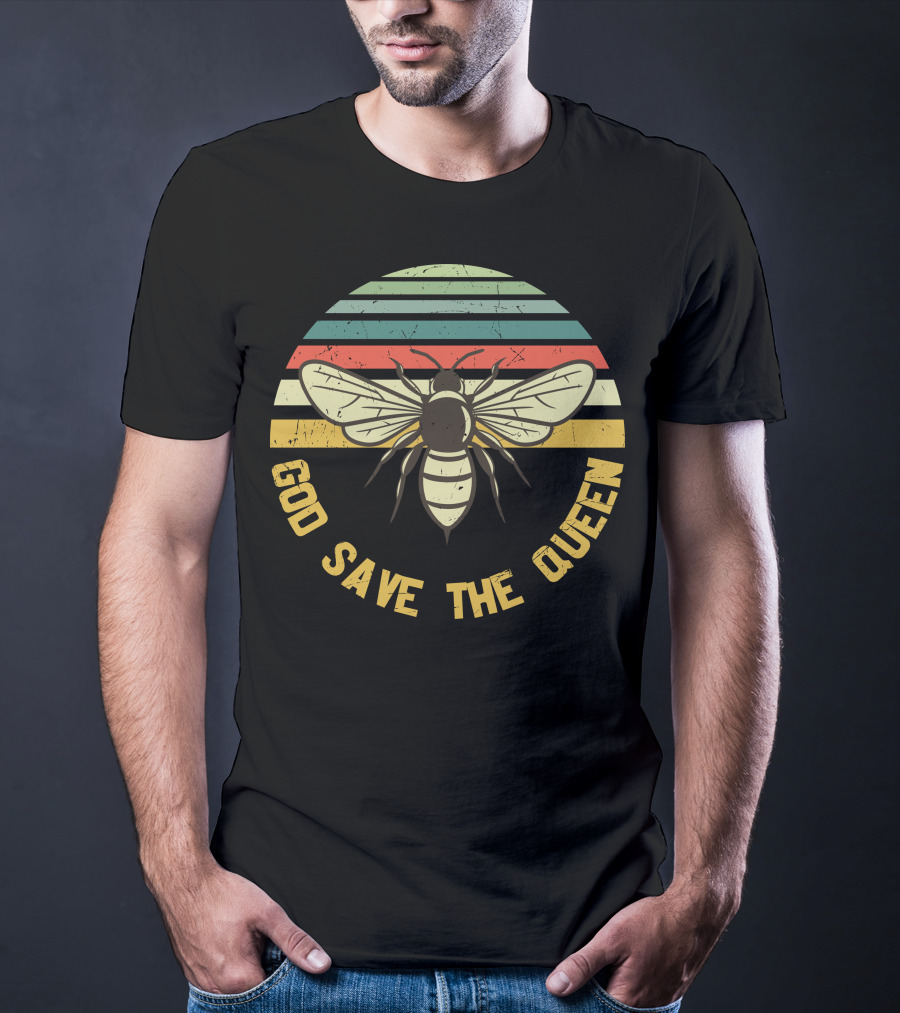 God Save The Queen Vintage Bee Retro Stripes T-Shirt